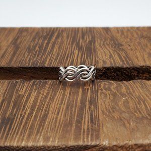 Size 5 925 Sterling Silver Quality Beau Woven Pattern Ring